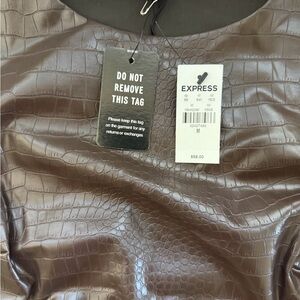 Express Brown Croc-Embossed Top